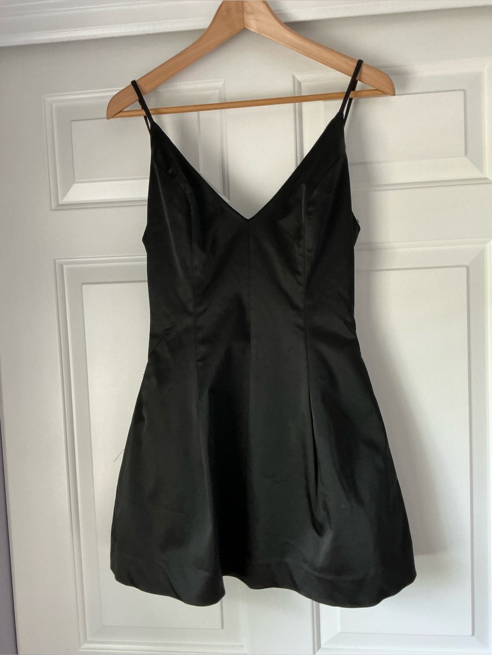 bebe Black Satin V-Neck Cocktail Mini Dress 6